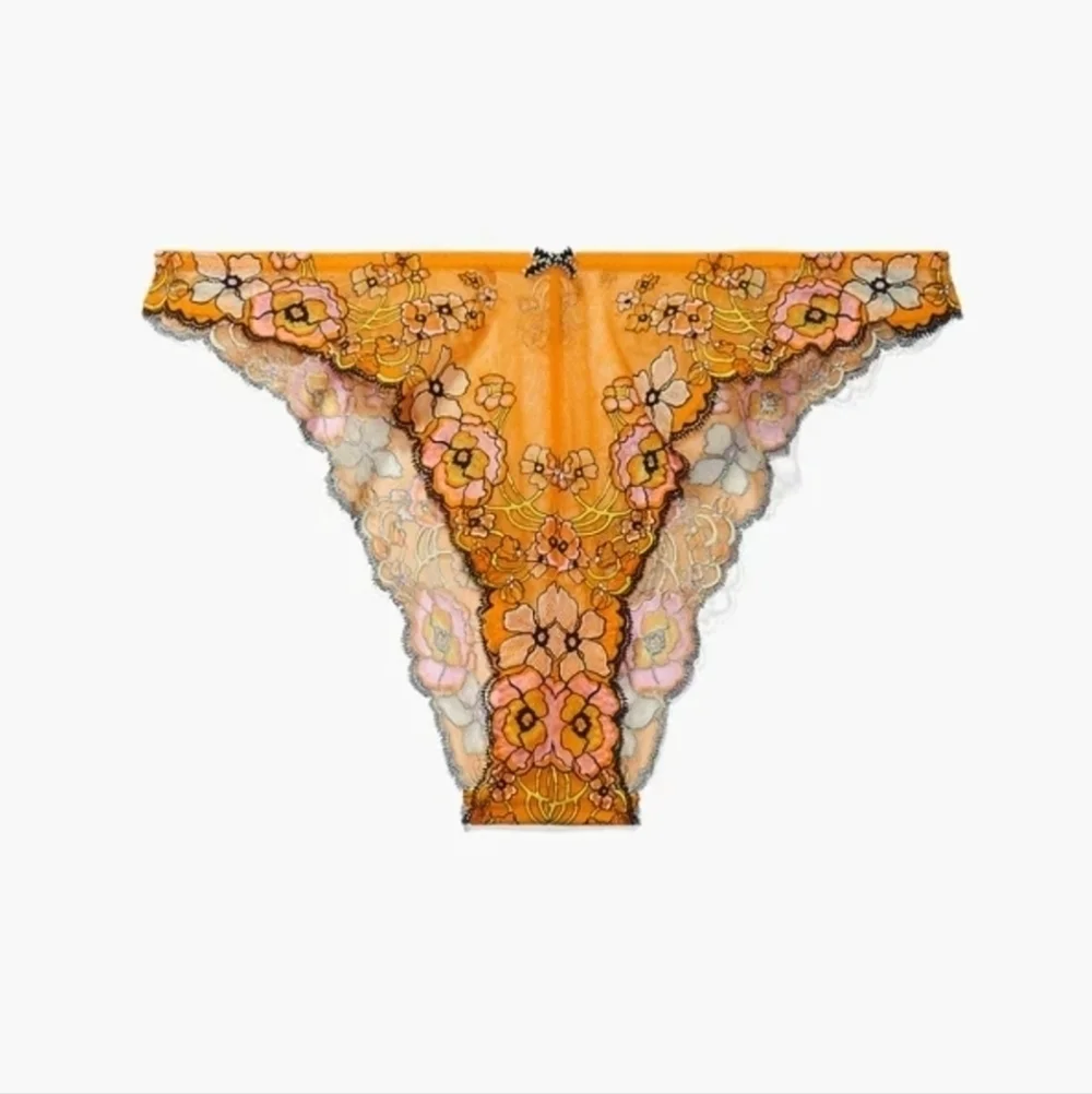 SAVAGE X FENTY Mod Poppy Bra & Panty Set 40D 1X Orange 🍊 Floral Lace
